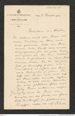 Nachlass Franz Steindachner, Brief von Decio Vinciguerra an Franz Steindachner (05.12.1902), Inv.Nr. 562.08, Seite 1